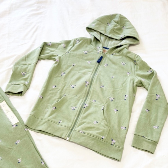 NEW Cat & Jack 2Pc Set Girls Activewear Sweatpants Zip-up Sweatshirt 10/12 Green - Picture 3 of 4